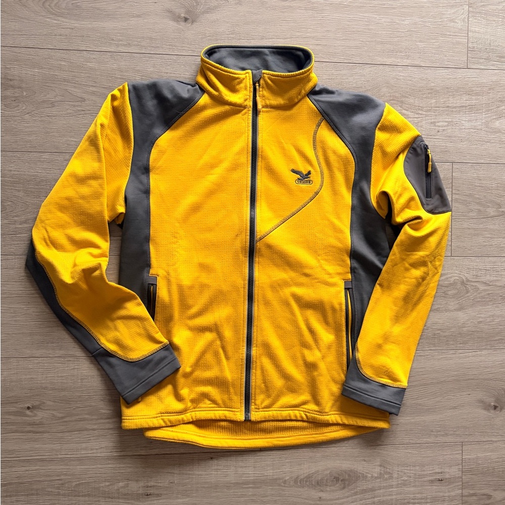 Salewa Men’s XXL Full Zip Fleece Jacket Yellow Grey Performance Outdoor Layer